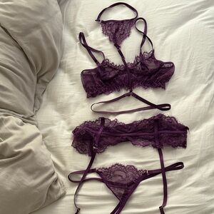 So Sexy Purple Sheer Lace Lingerie Set